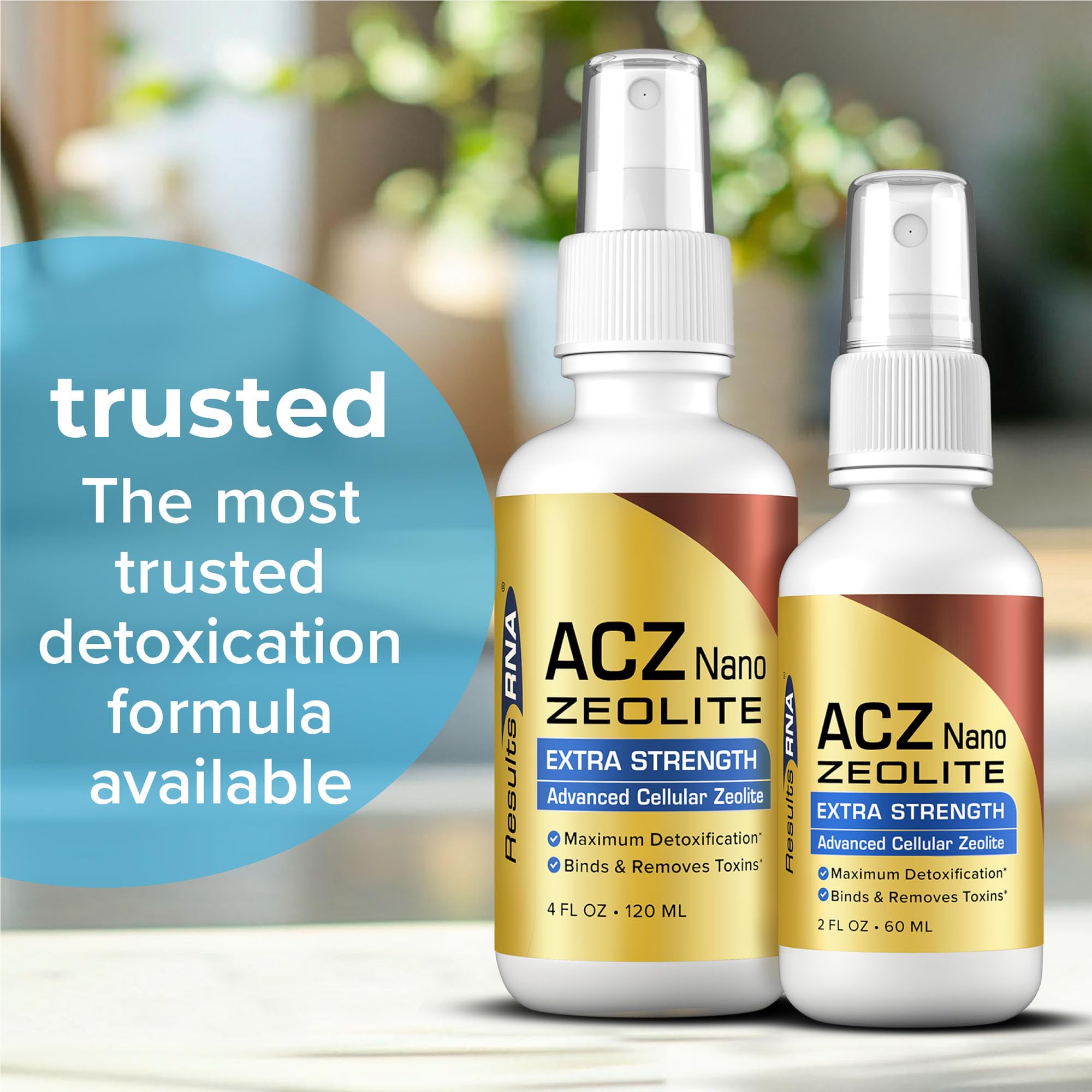 Results RNA ACZ Nano Zeolite packaging lists 2 oz size for daily routines