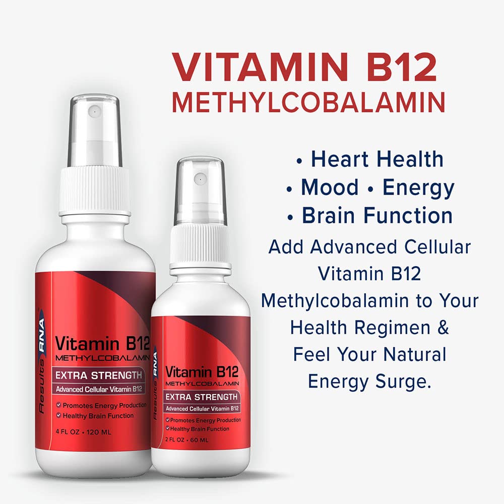 Results RNA B12 spray 4oz bottle ready for on-the-go vitality.