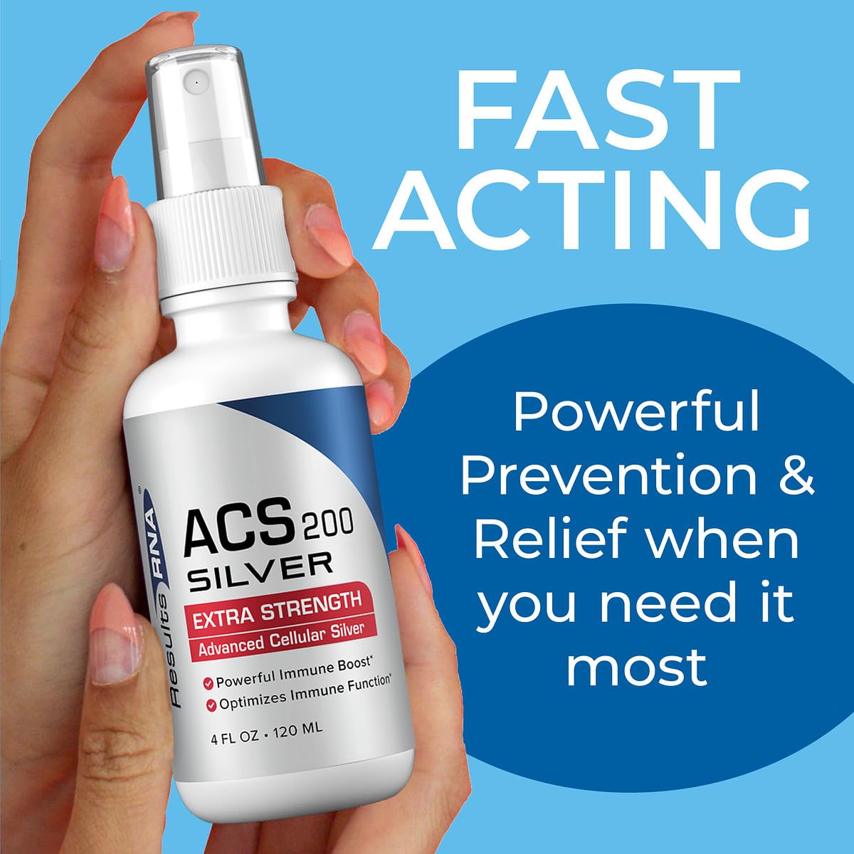 Results RNA ACS 200 Silver intra-oral spray nozzle close-up showing easy administration