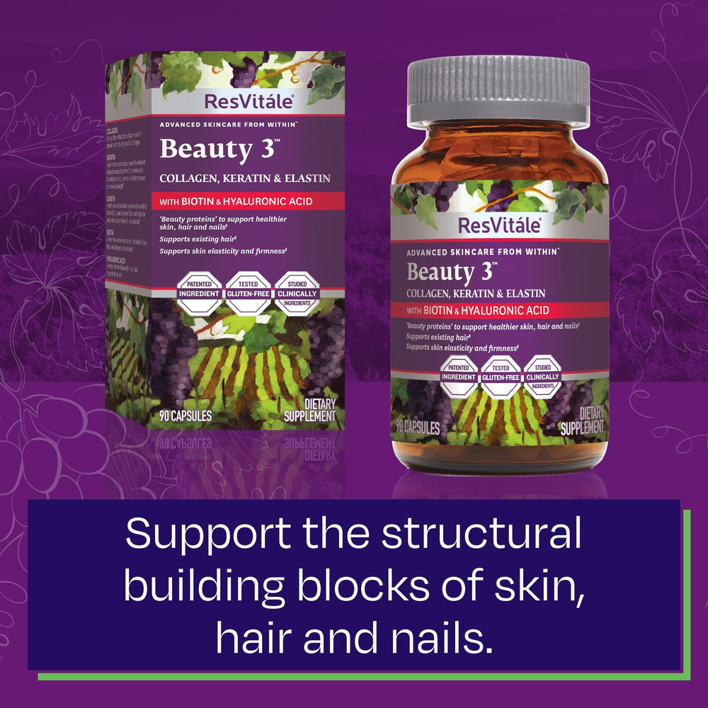 ResVitale Beauty 3 imagery highlighting skin elasticity concept.