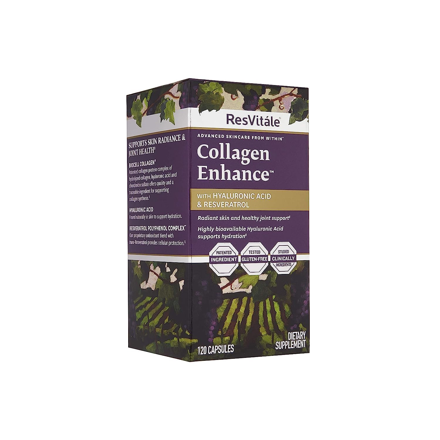 ResVitale Bottle with glass of water illustrating simple hydration habit