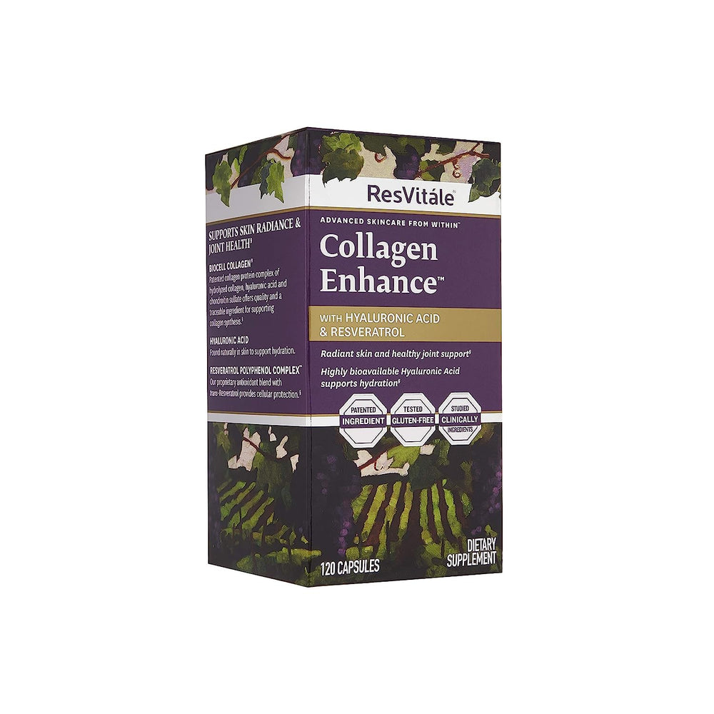 ResVitale Bottle with glass of water illustrating simple hydration habit