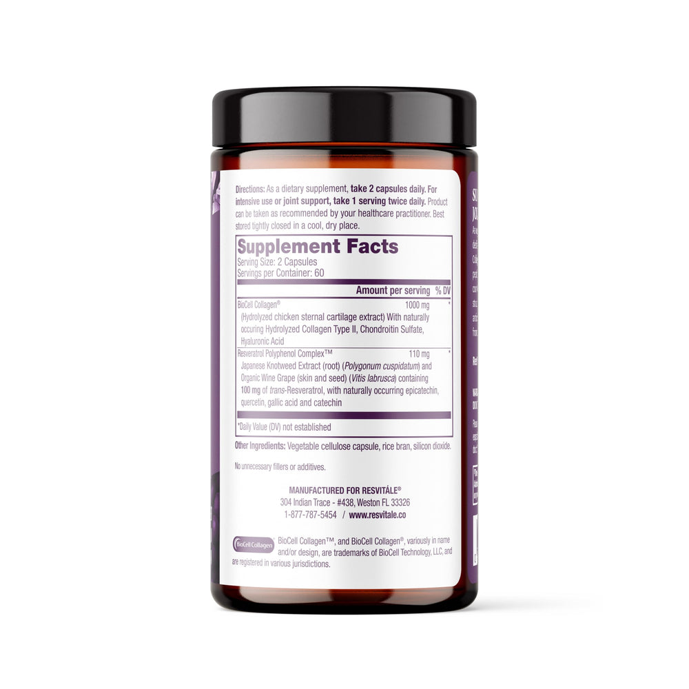 Closeup of ResVitale Collagen Enhance capsules for simple daily joint support