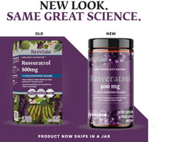 ResVitale Resveratrol formula with quercetin and trans resveratrol highlighted.