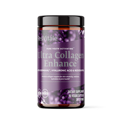 ResVitále Ultra Collagen Enhance bottle and capsules for radiant skin support