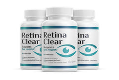 Retina Clear bottle front showing eye health support in a clean retail setting.