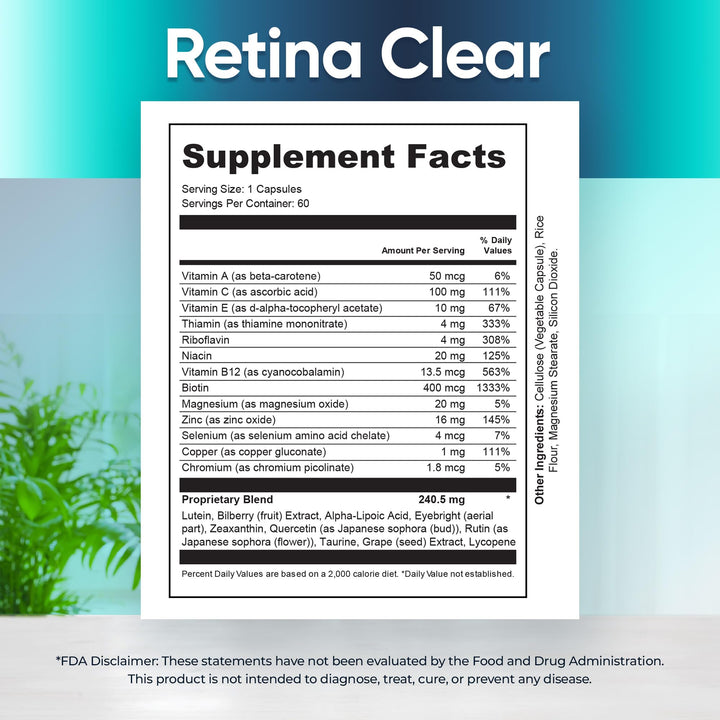 Retina Clear eyebright-bilberry-extracts focus representing anti-inflammatory support.