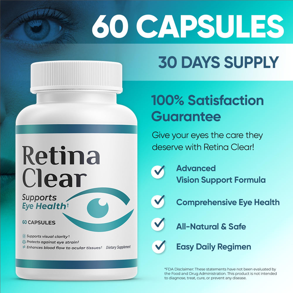 Retina Clear label detail highlighting ingredients like lutein and zeaxanthin.