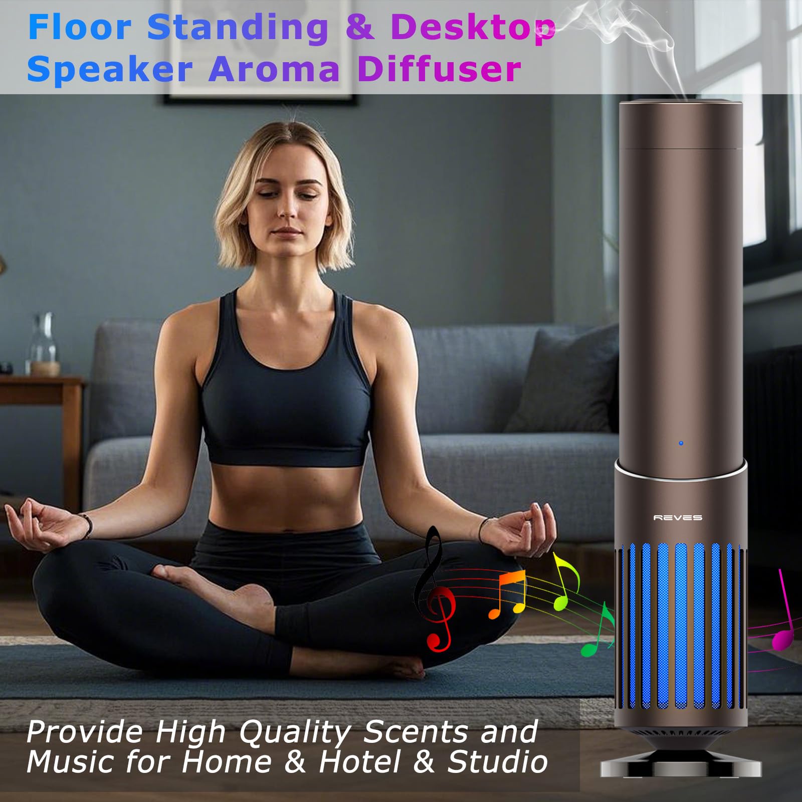 Revesien diffuser features ambient light and easy controls for mood setting.