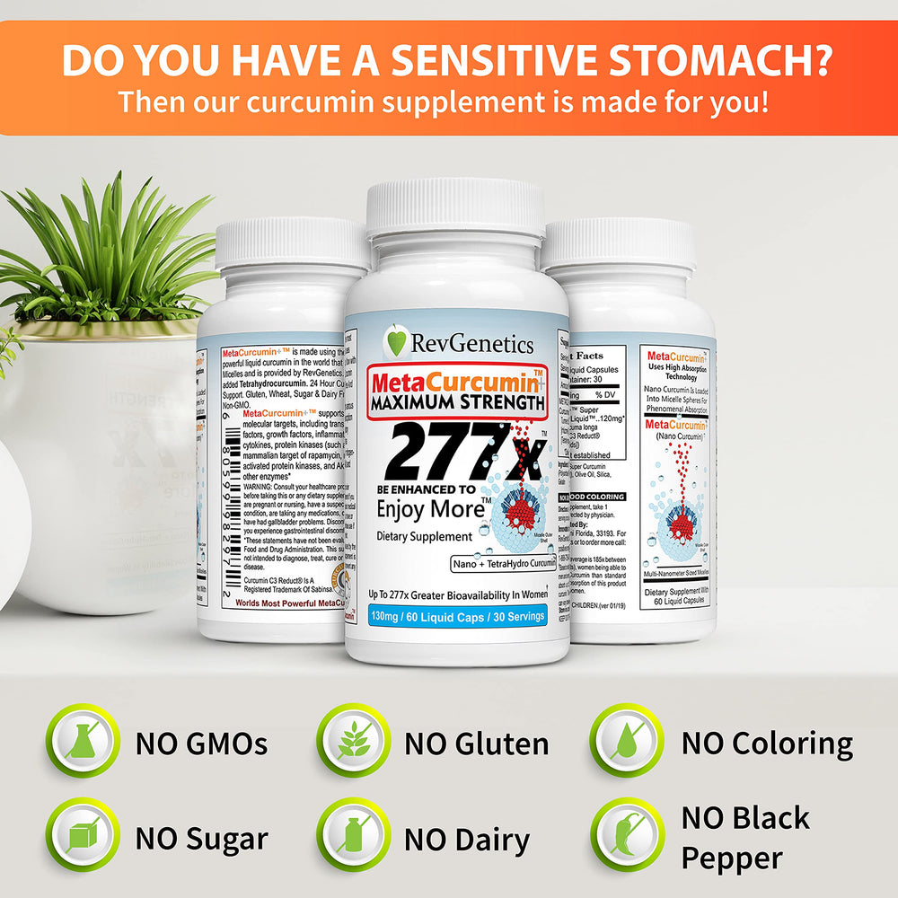 REVGENETICS MetaCurcumin 277x Super Curcumin + TetraHydroCurcumin (60 ...