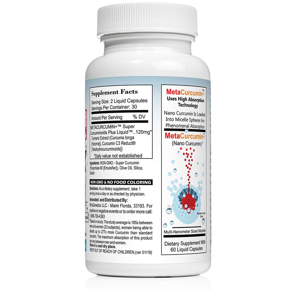 REVGENETICS MetaCurcumin 277x Super Curcumin + TetraHydroCurcumin (60 ...