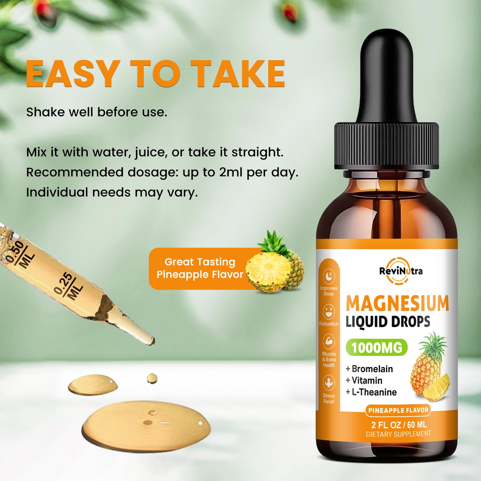 ReviNutra magnesium drops suit adults and kids seeking a versatile supplement.