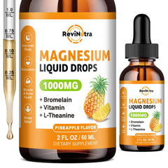 ReviNutra magnesium glycine liquid drops bottle for convenient daily magnesium support.