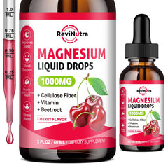 ReviNutra Magnesium Liquid Drops bottle pour for quick magnesium support during the day.