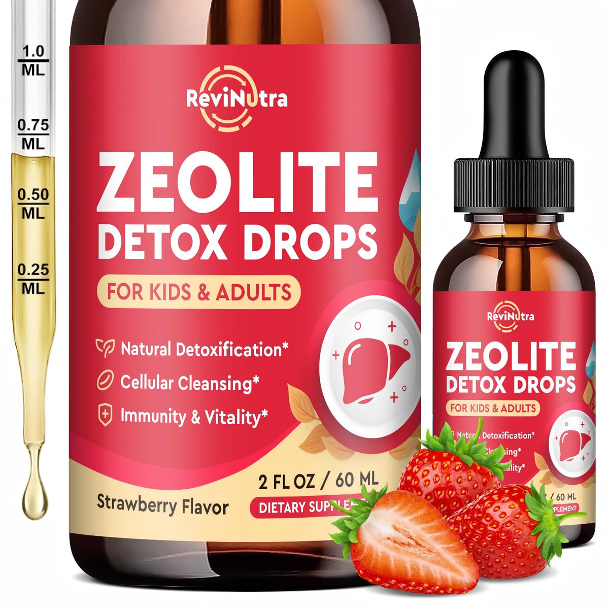 ReviNutra Zeolite Detox bottle for daily detox support.