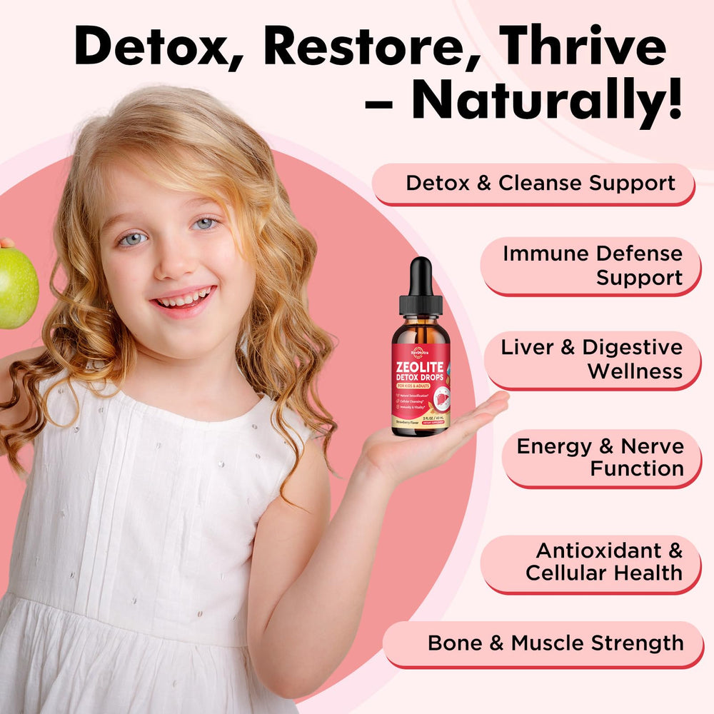 ReviNutra Zeolite Detox ingredients display with chlorella.