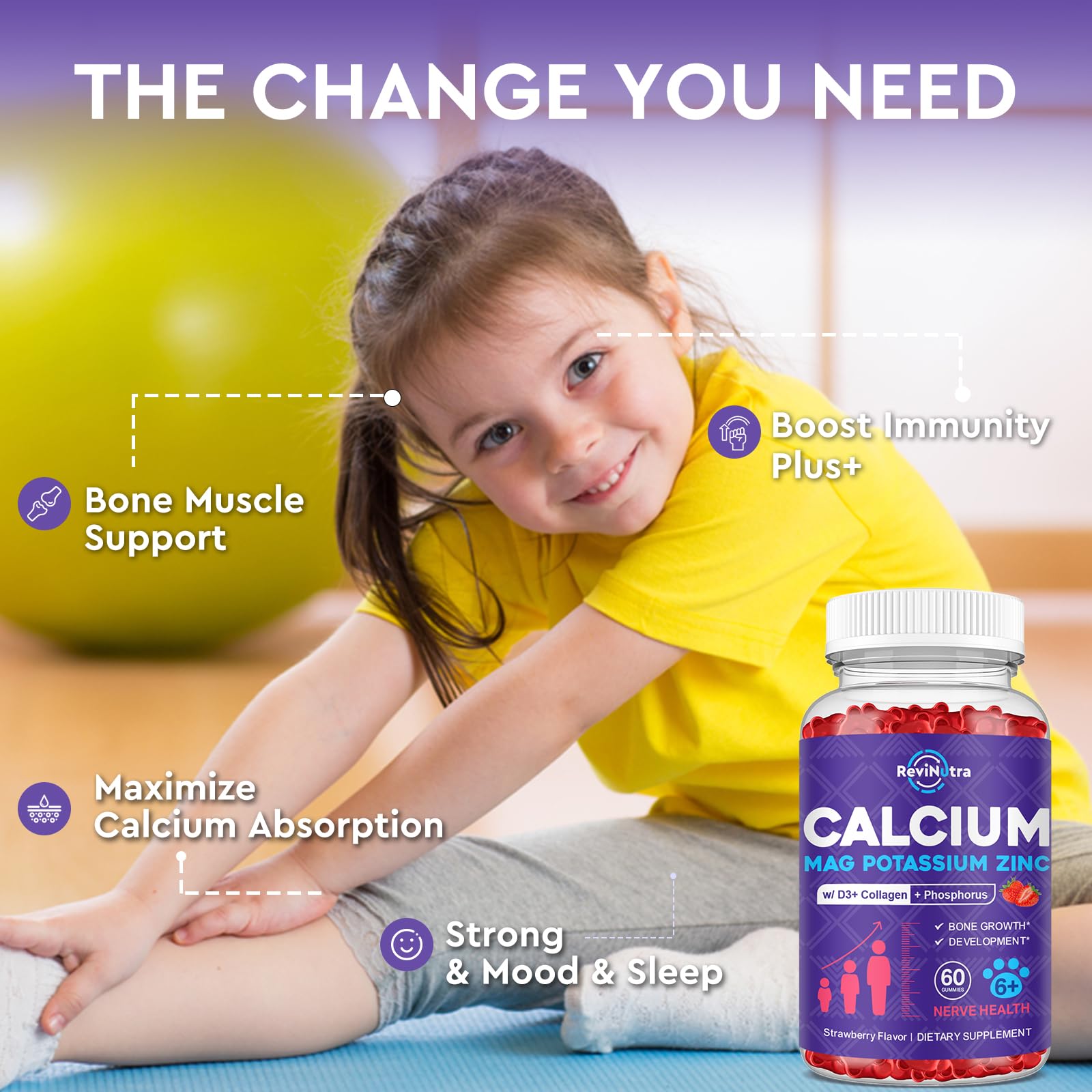 ReviNutra Calcium Potassium Magnesium Gummies nutrition facts panel for quick nutrient overview