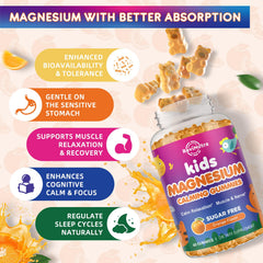 ReviNutra Calm Magnesium Gummies orange-flavor gummy, easy chew for daily calm.