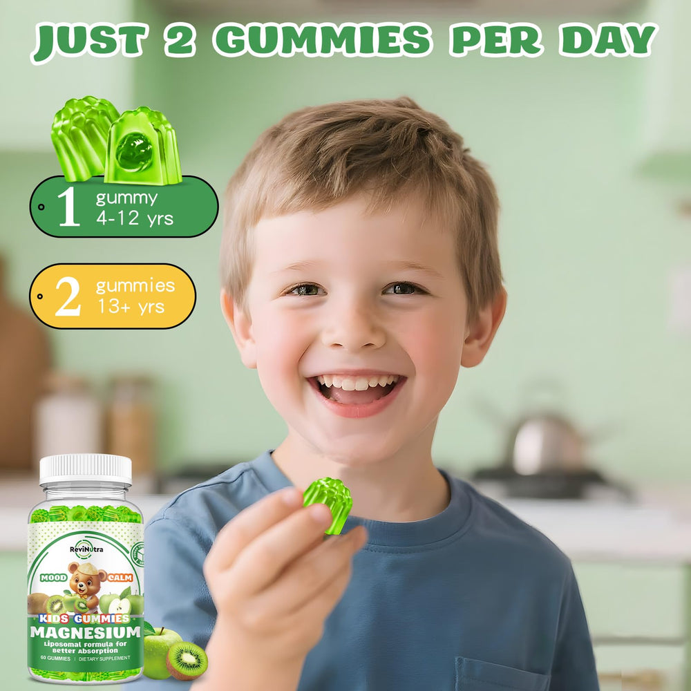 ReviNutra magnesium gummies with D3 and K2 symbols on pack