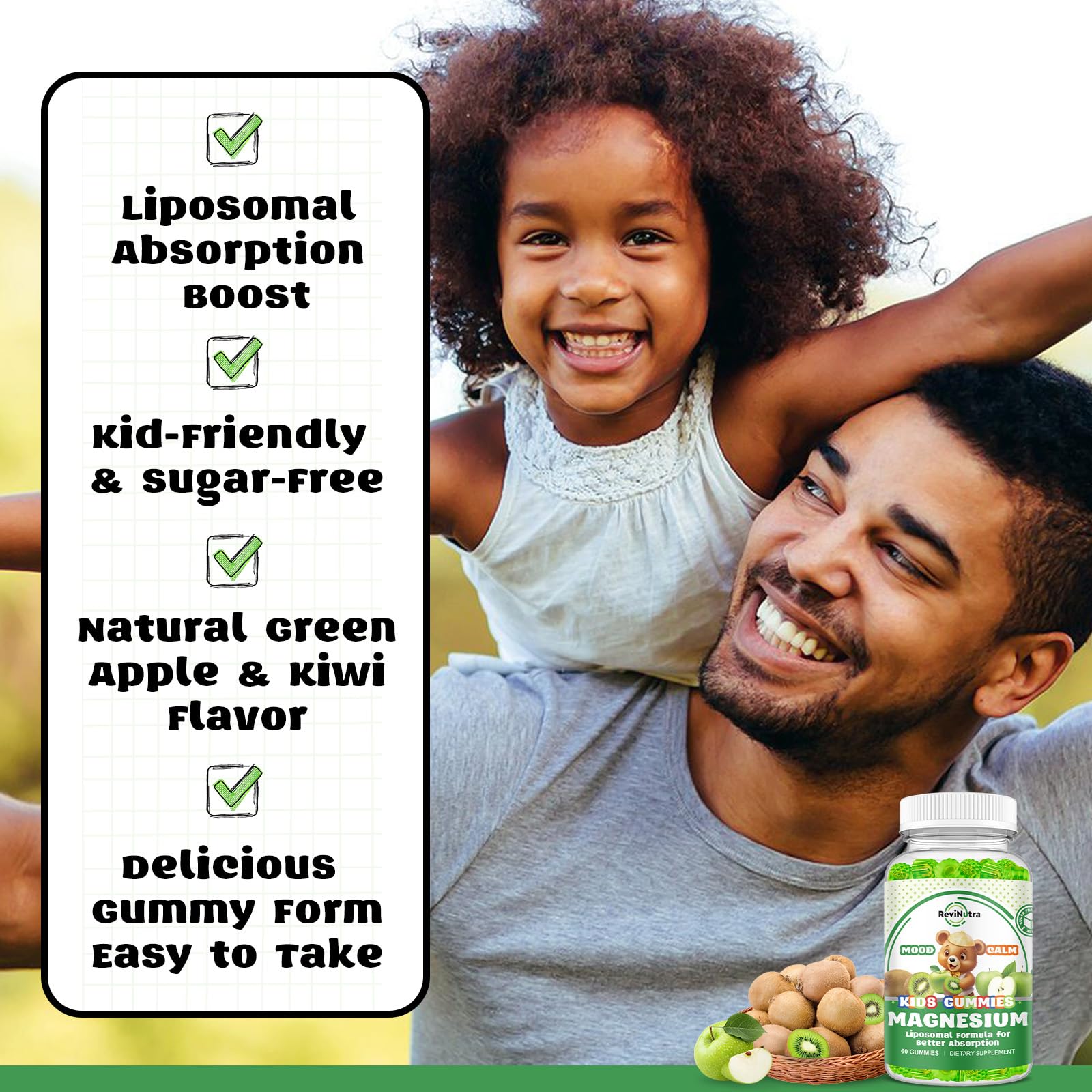 ReviNutra bottle label highlighting omega-3 and vitamin icons