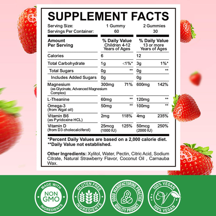 ReviNutra magnesium gummies bottle on table, easy chewables for kids and adults.