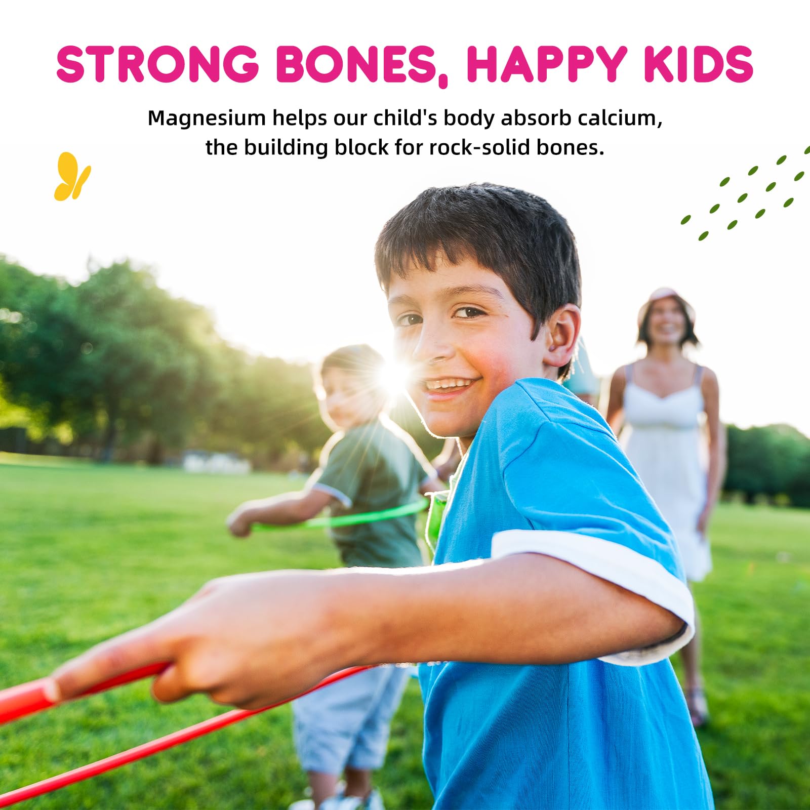 ReviNutra magnesium gummies kids bedtime relaxation scene conveys calm wind-down benefits