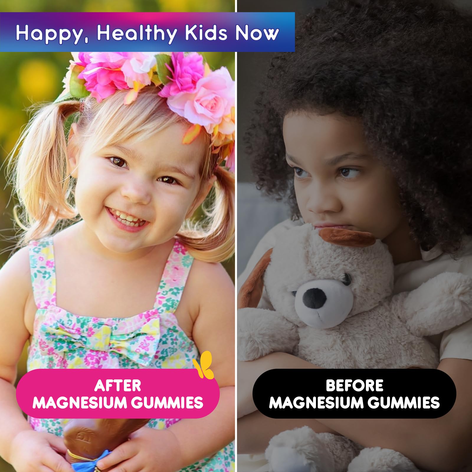 ReviNutra magnesium gummies kids morning routine image suggests steady energy and focus