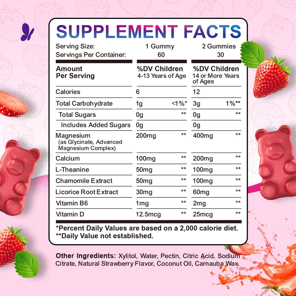 ReviNutra magnesium gummies kids strawberry flavor bottle highlights sugar-free option for worry-free snacking