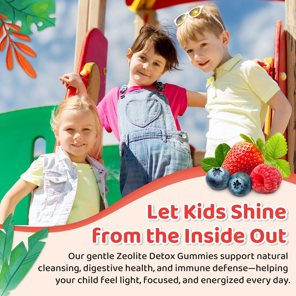 ReviNutra Zeolite Detox Gummies dosage scene shows simple serving.