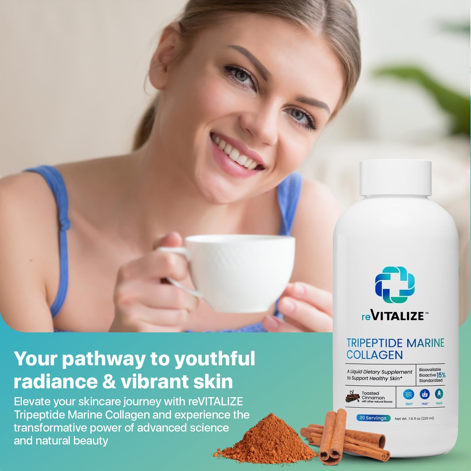 REVITALIZE Cinnamon flavor liquid collagen for daily enjoyment