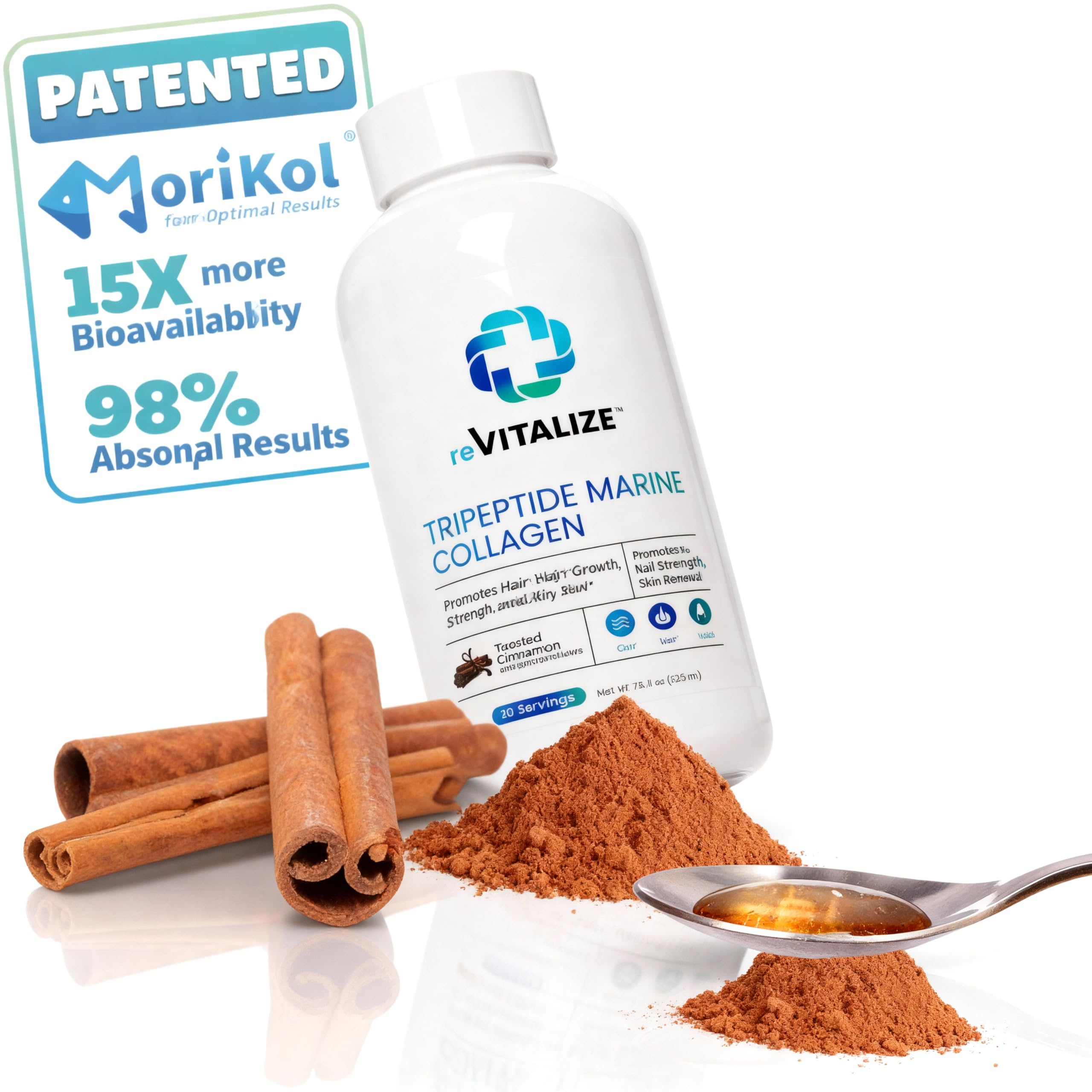 REVITALIZE Liquid Collagen bottle pour highlighting ease of use