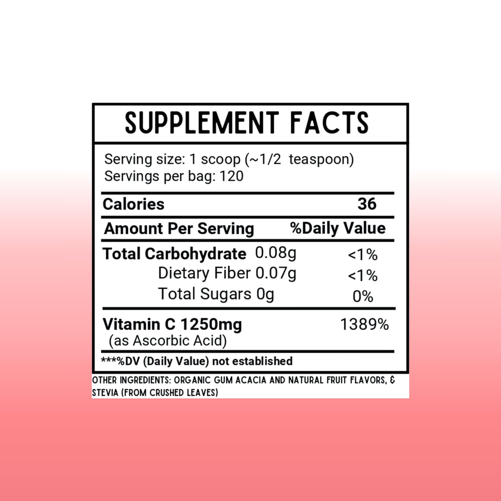 Measuring scoop portion illustrates precise, customizable vitamin C intake