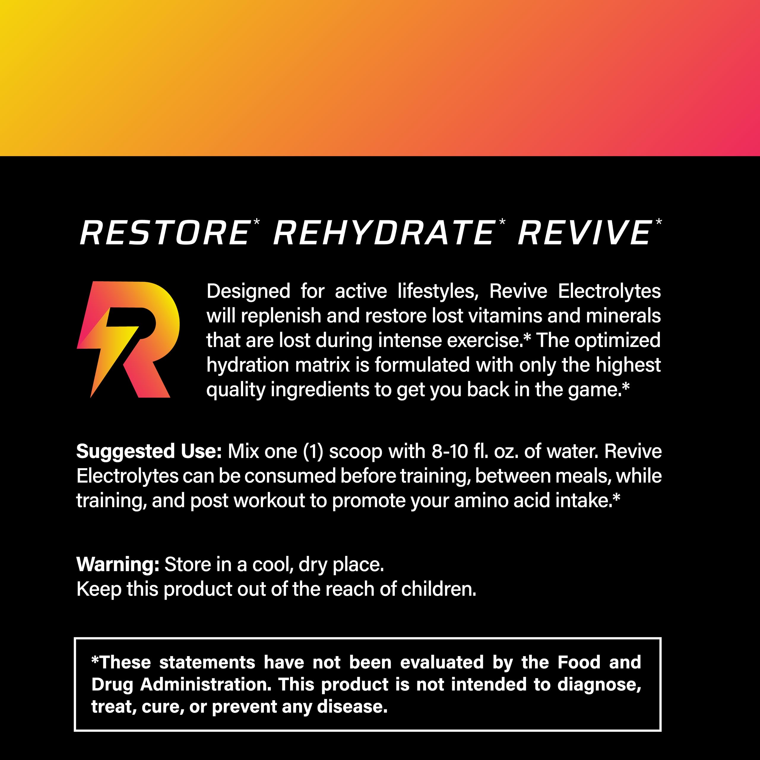 Revive Supplements Advanced Electrolytes Powder USA-made NSF badge signals quality testing