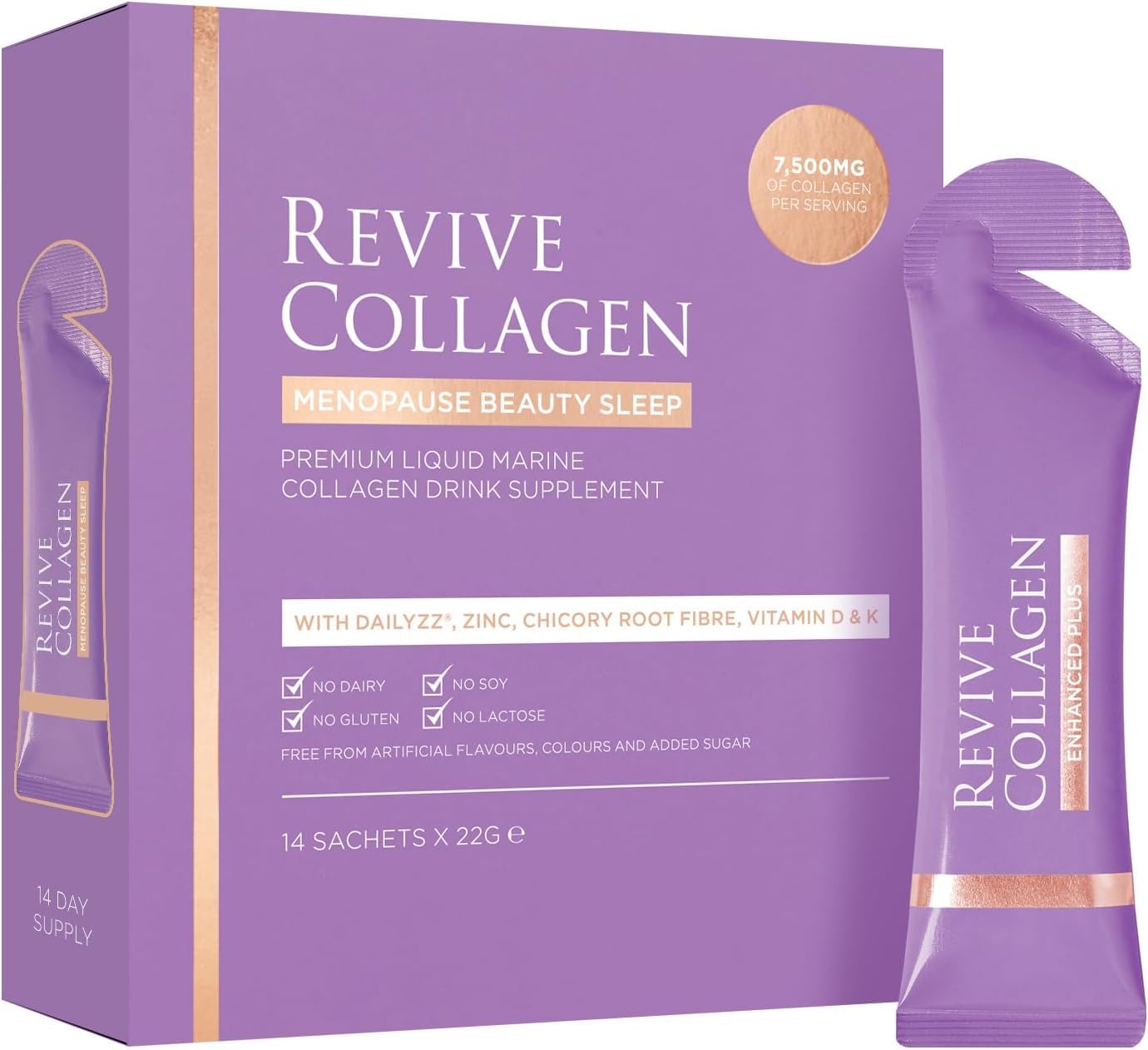Revive Collagen Menopause drink bottle close-up for daily beauty support