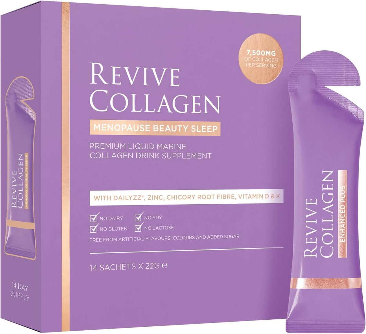 Revive Collagen Menopause drink bottle close-up for daily beauty support
