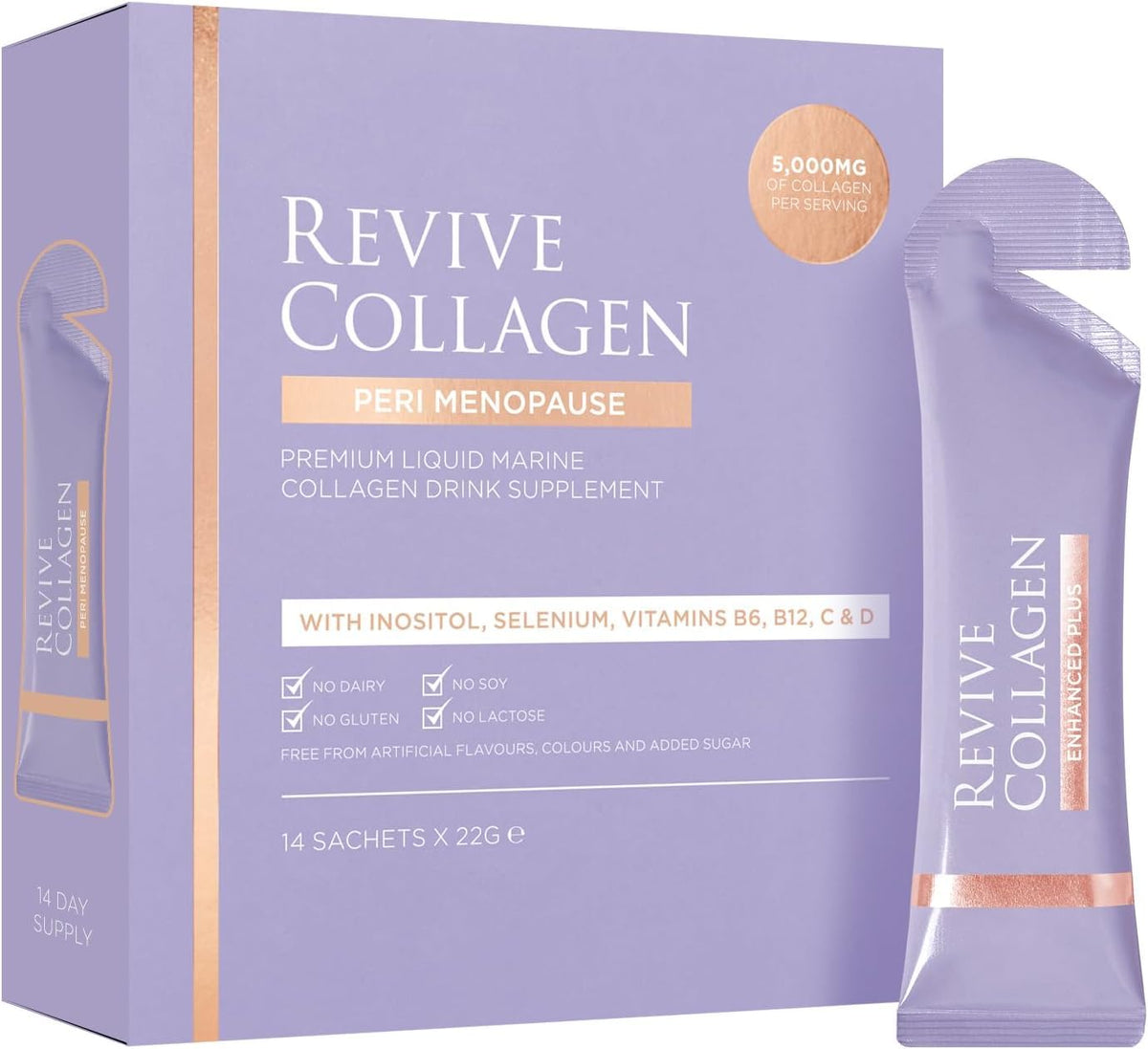 Revive Collagen Menopause Drink bottle for daily peri-menopause routine.