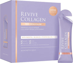 Revive Collagen Perimenopause bottle front supports daily skin health.