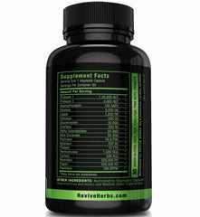 Revive Herbs digestive enzymes capsules close-up highlighting plant-based blend for better nutrient breakdown.