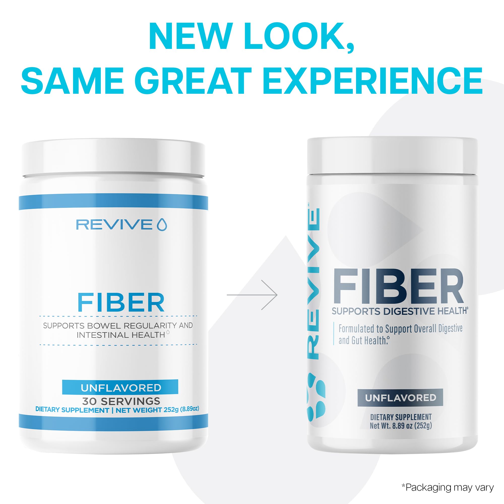Revive MD Fiber bottle nutrition panel showing fiber per serving.
