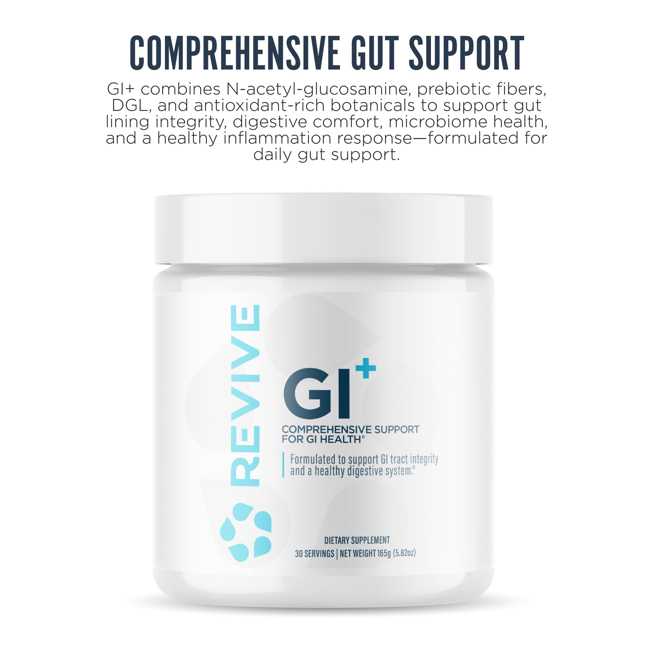 Revive MD GI Plus daily dose scoop illustrating easy morning routine for digestion