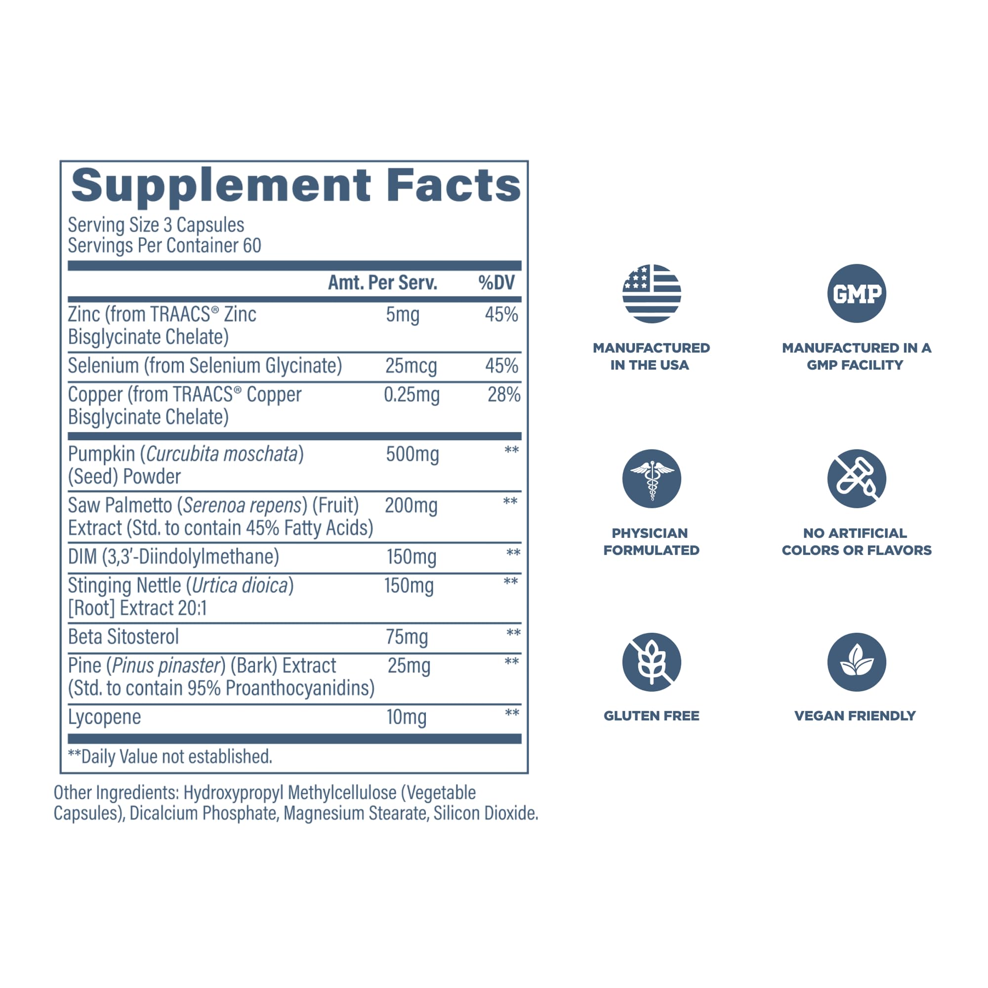 Saw palmetto capsules part of the formula for prostate support.