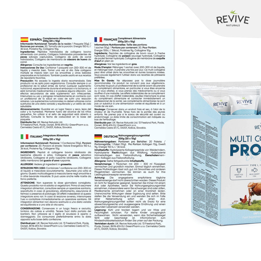 Revive Naturals Multi Collagen Protein Powder Packets (20 x 10g) – Typ ...
