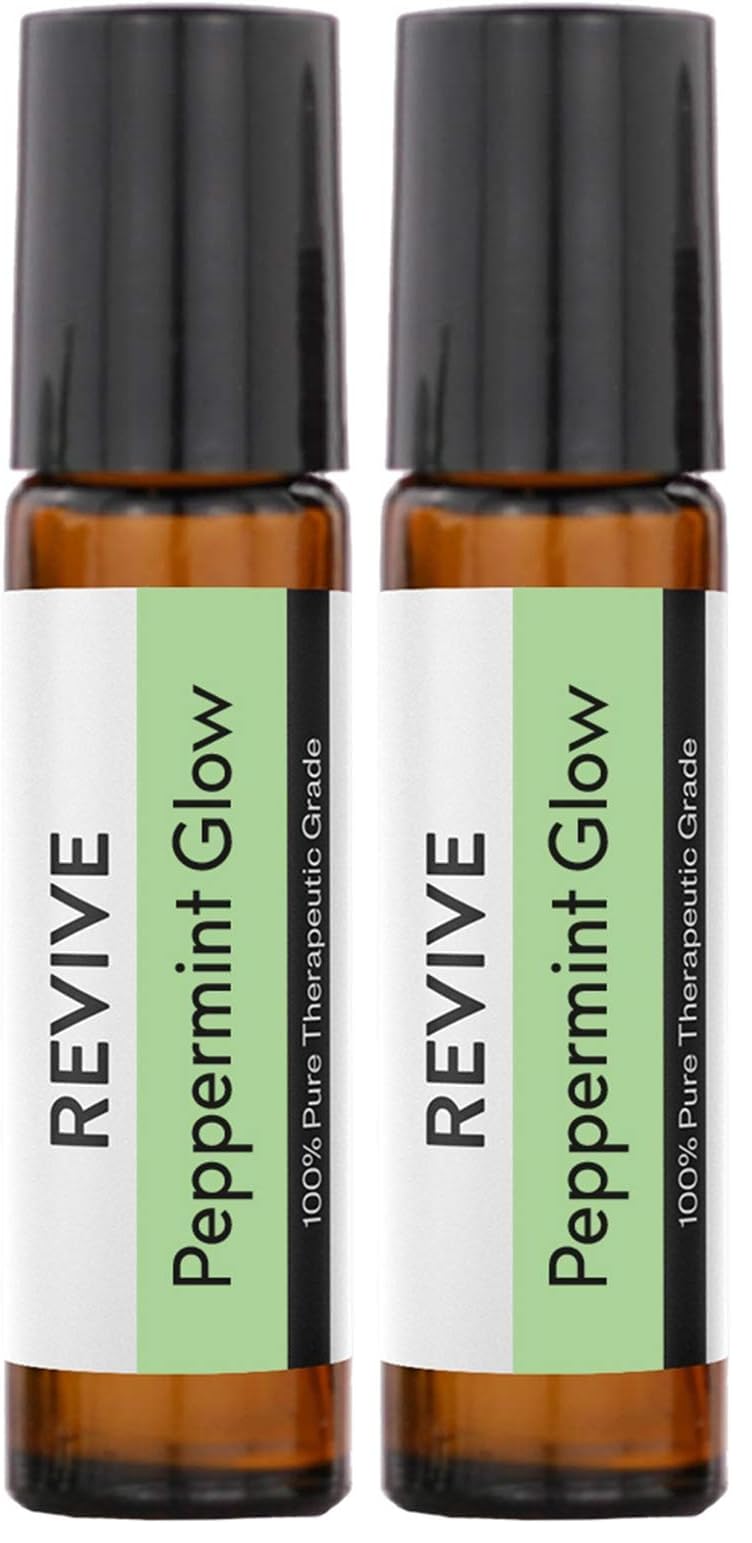 Revive Peppermint Glow Roll-On bottle for on-the-go cooling tingle.
