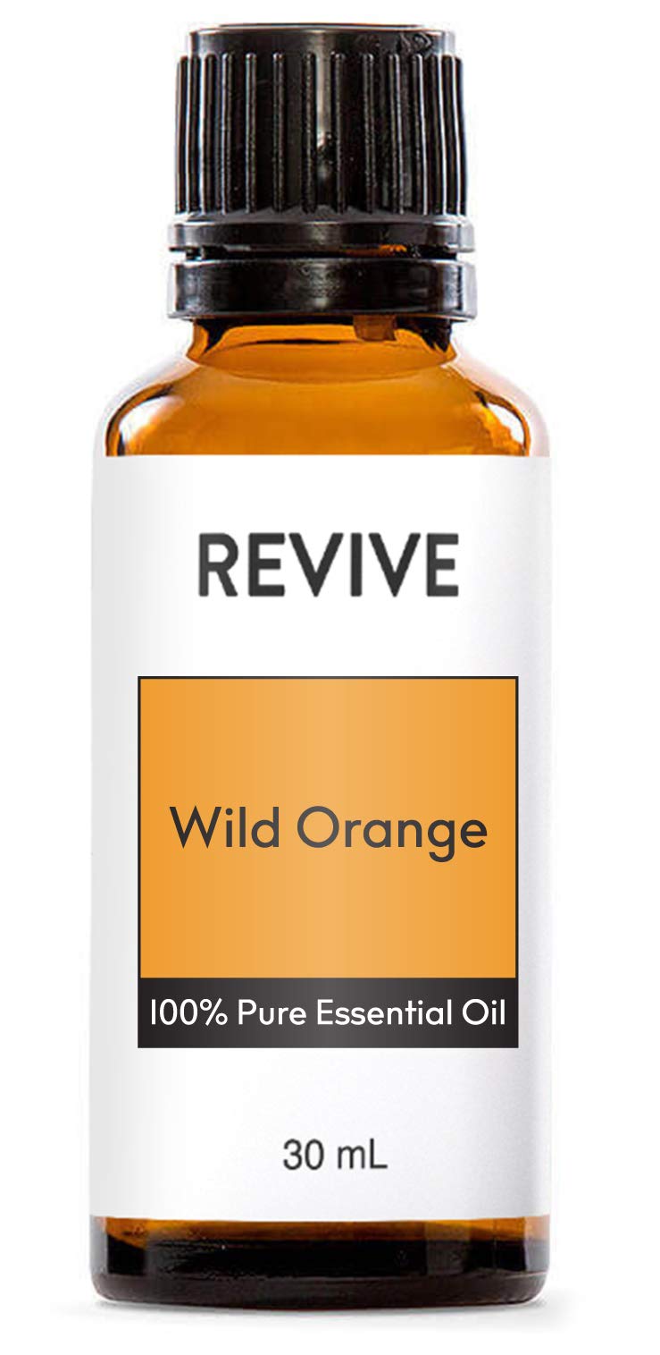 REVIVEEO Wild Orange 30ml bottle pour for uplifting aromatherapy and mood support.