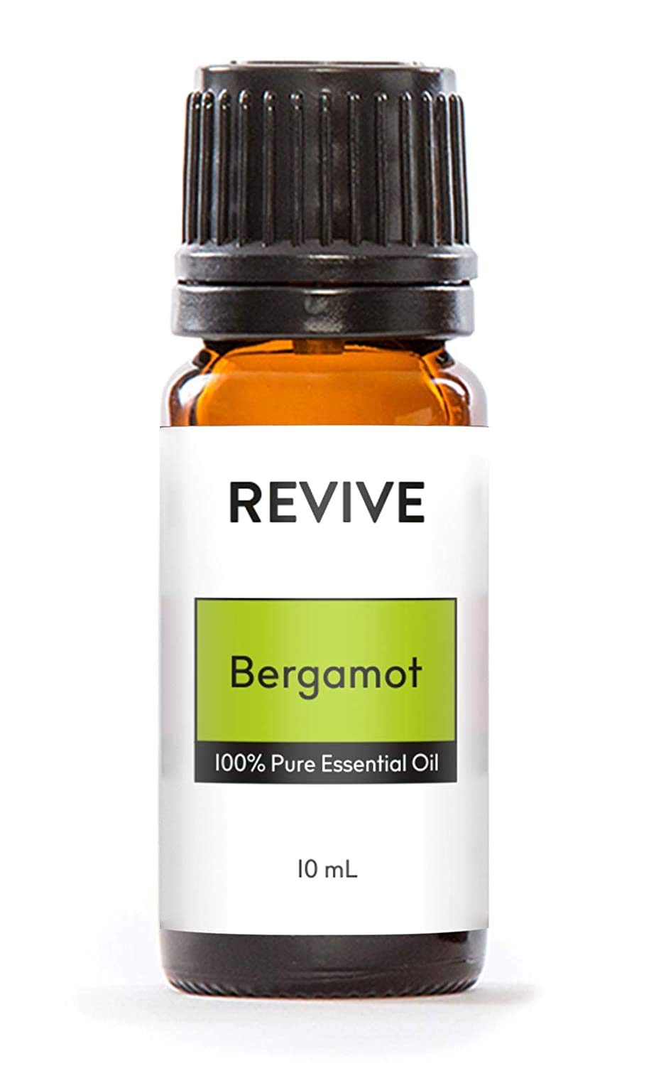 REVIVEEO Bergamot essential oil bottle for diffuser use and mood lifting.