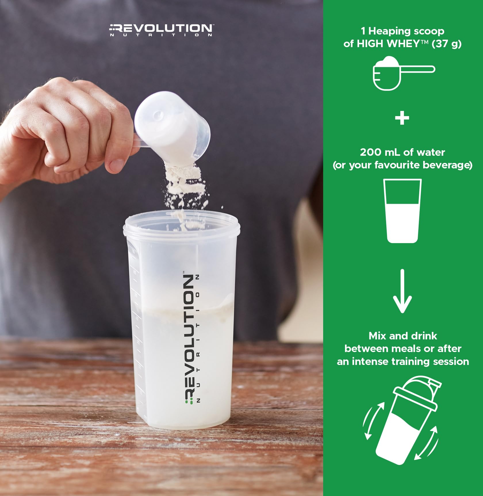 Revolution Nutrition High Whey no artificial colors for clean-tasting shake