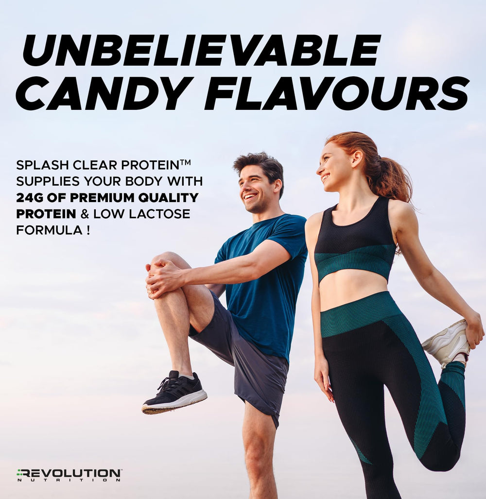 Revolution Nutrition Splash Clear Protein bottle with 23 servings for convenient use.