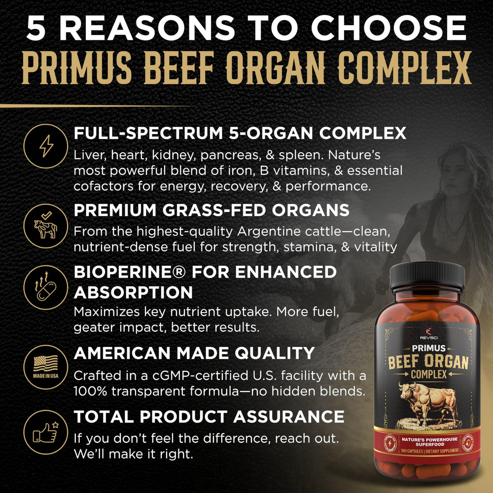 Revolution Science PRIMUS heart capsules emphasizing endurance-friendly nutrition for active lifestyles