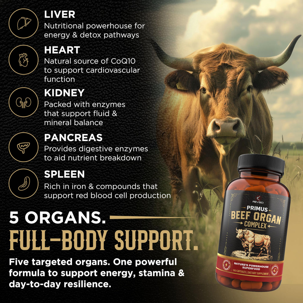 Revolution Science PRIMUS kidney capsules illustrating balanced nutrients for daily stamina