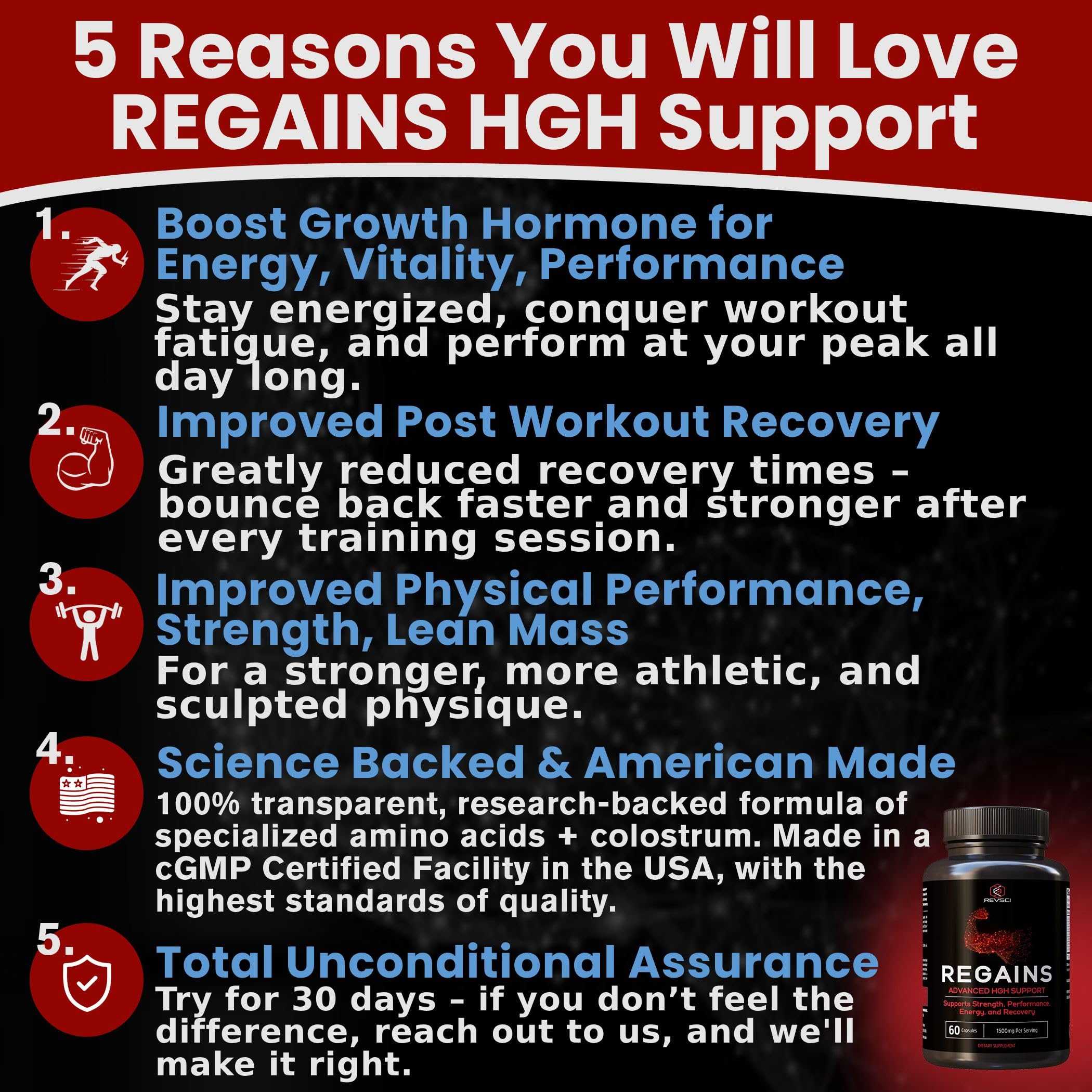 Regains capsules close-up highlighting easy daily use for muscle support.